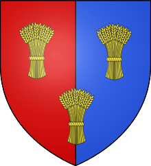 Coloured illustration of the coat of arms of Alan's first father-in-law, Roger de Lacy. This illustration is based off one in Chronica Majora by Matthew Paris.