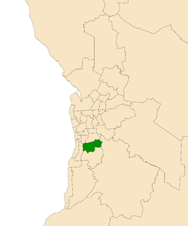 Map of Adelaide, South Australia with electoral district of Davenport highlighted