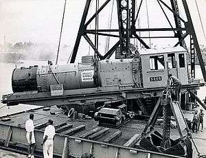 A 60 class locomotive being unloaded at Mombasa, Kenya, prior to entering service