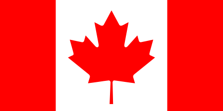 Two solid red vertical bars on the left and right, each one quarter of the width of the flag. The middle half is white, with an 11-point maple leaf at its centre, approximately 80% of the height of the flag stem to tip, and 80% of the width of the white background on which it rests.