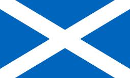 The Saltire, the national flag of Scotland; a white x shaped cross on a blue background.
