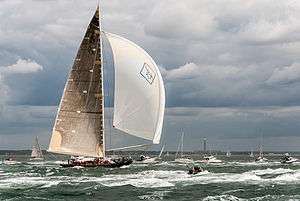 Velsheda sailing under spinnaker and mainsail