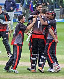 Leicestershire cricketers celebrating