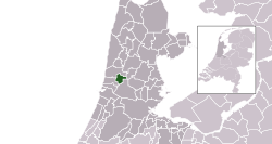 Highlighted position of Uitgeest in a municipal map of North Holland