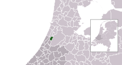 Highlighted position of Hillegom in a municipal map of South Holland