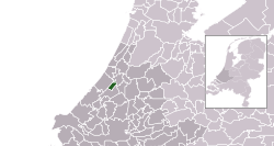 Highlighted position of Voorschoten in a municipal map of South Holland
