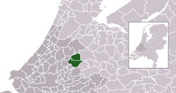 Highlighted position of Bodegraven-Reeuwijk in a municipal map of South Holland