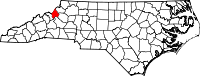 Map of North Carolina highlighting Avery County