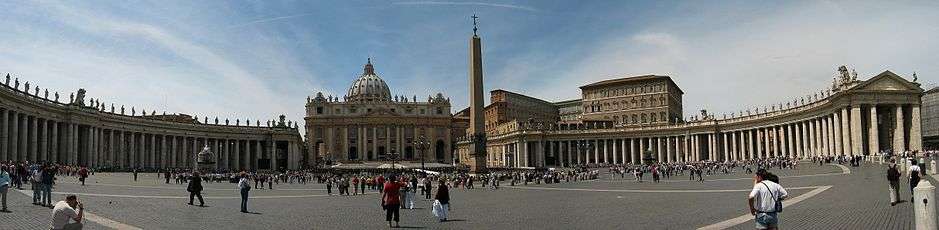 St. Peter's Square (facing St. Peter's Basilica), and the obelisk from the Circus of Nero